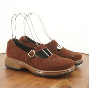 Dansko Womens Fran Mary Janes Shoes Brown Suede Buckle Y2K Vintage Size 38 / 7.5